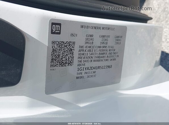 1G1YA2D41R5123968 2024 CHEVROLET CORVETTE White Widok komory silnika