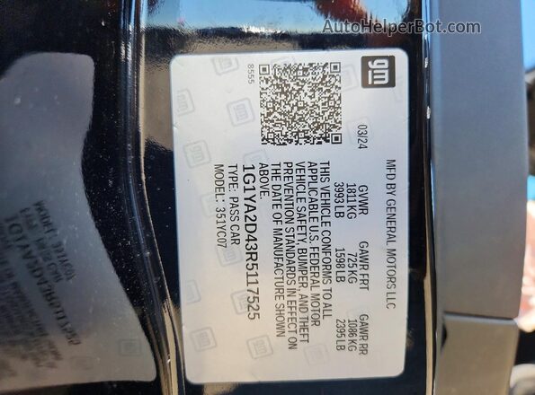 1G1YA2D43R5117525 2024 CHEVROLET CORVETTE Black Widok komory silnika