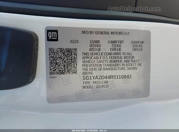 1G1YA2D44R5110843 2024 CHEVROLET CORVETTE White Widok komory silnika