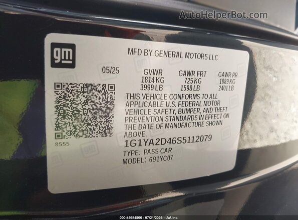 1G1YA2D46S5112079 2025 CHEVROLET CORVETTE Черный Вид подкапотного пространства