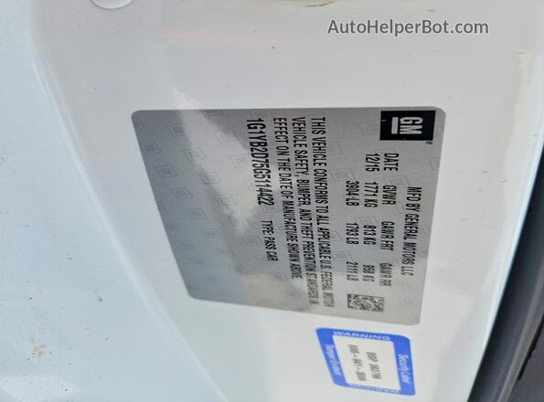 1G1YB2D75G5114422 2016 CHEVROLET CORVETTE White Widok naklejki z numerem VIN