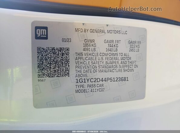 1G1YC2D44P5123681 2023 CHEVROLET CORVETTE Белый Вид подкапотного пространства