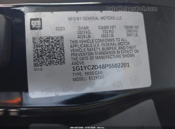 1G1YC2D48P5502201 2023 CHEVROLET CORVETTE Black ძრავის განყოფილების ხედი