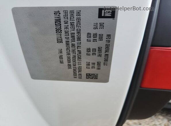 1G1YM2D73G5111335 2016 CHEVROLET CORVETTE White Widok komory silnika
