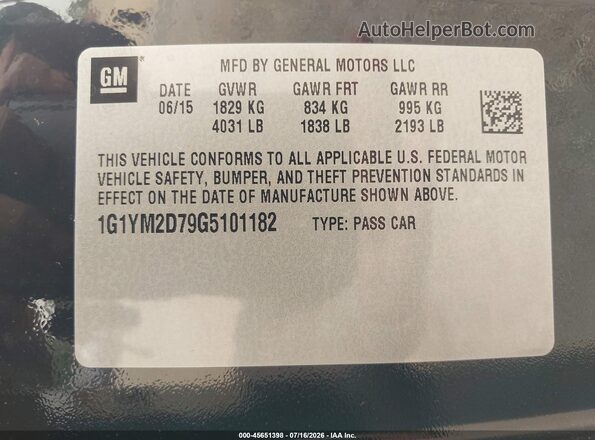 1G1YM2D79G5101182 2016 CHEVROLET CORVETTE Black Vista del compartimento del motor
