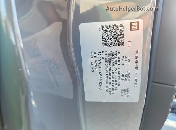 1G1YM3D4XS5500543 2025 CHEVROLET CORVETTE Gray Vista de la etiqueta del VIN