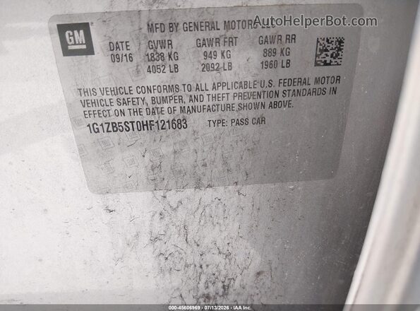 1G1ZB5ST0HF121683 2017 CHEVROLET MALIBU Silver Вид підкапотного простору