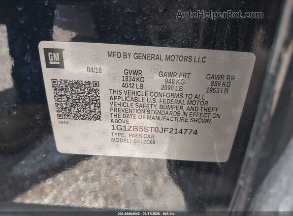 1G1ZB5ST0JF214774 2018 CHEVROLET MALIBU Black Շարժիչի բաժամունքի տեսք