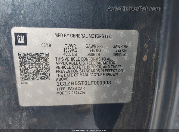 1G1ZB5ST0LF003903 2020 CHEVROLET MALIBU Dark Blue Вид подкапотного пространства