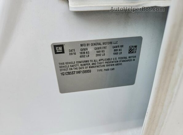 1G1ZB5ST1HF138959 2017 CHEVROLET MALIBU White Շարժիչի բաժամունքի տեսք