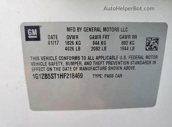1G1ZB5ST1HF218469 2017 CHEVROLET MALIBU White Widok komory silnika