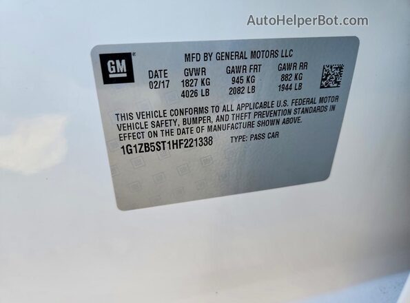 1G1ZB5ST1HF221338 2017 CHEVROLET MALIBU White Engine compartment view