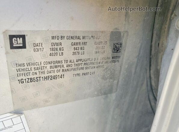 1G1ZB5ST1HF249141 2017 CHEVROLET MALIBU Серебряный Вид подкапотного пространства