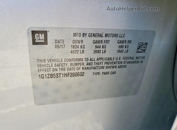 1G1ZB5ST1HF280602 2017 CHEVROLET MALIBU Silver Engine compartment view