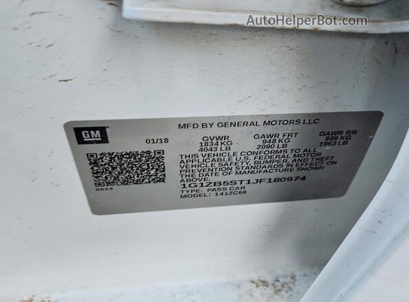 1G1ZB5ST1JF180974 2018 CHEVROLET MALIBU White Շարժիչի բաժամունքի տեսք