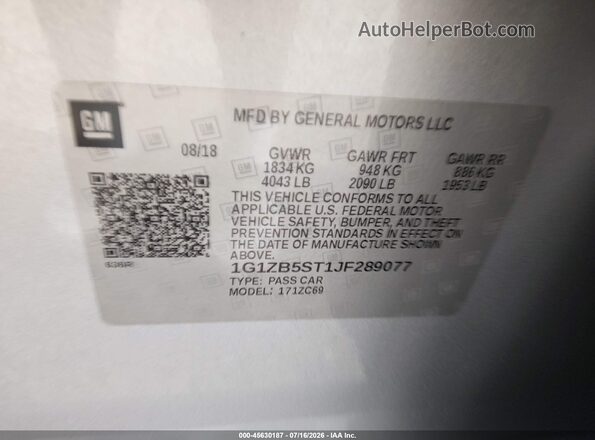 1G1ZB5ST1JF289077 2018 CHEVROLET MALIBU Серебряный Вид подкапотного пространства