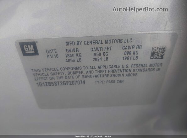 1G1ZB5ST2GF207074 2016 CHEVROLET MALIBU Gray Engine compartment view