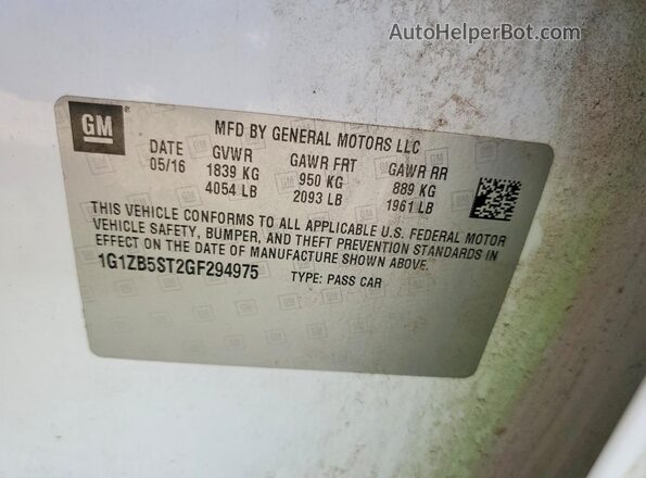 1G1ZB5ST2GF294975 2016 CHEVROLET MALIBU White Widok komory silnika
