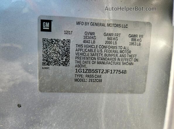 1G1ZB5ST2JF177548 2018 CHEVROLET MALIBU Серебряный Вид подкапотного пространства