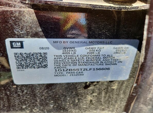 1G1ZB5ST2LF156606 2020 CHEVROLET MALIBU Burgundy Engine compartment view