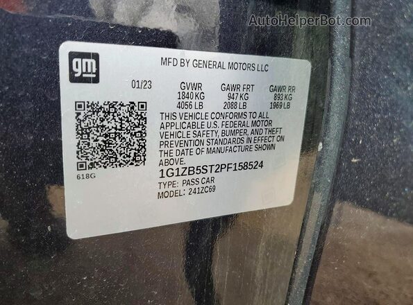 1G1ZB5ST2PF158524 2023 CHEVROLET MALIBU Black VIN კოდის სტიკერის ხედი