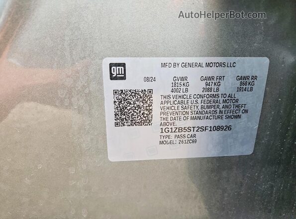 1G1ZB5ST2SF108926 2025 CHEVROLET MALIBU Silver Вид підкапотного простору
