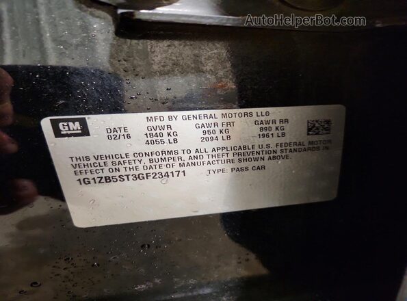 1G1ZB5ST3GF234171 2016 CHEVROLET MALIBU Black Widok naklejki z numerem VIN