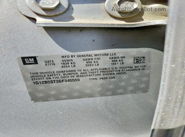 1G1ZB5ST3GF345559 2016 CHEVROLET MALIBU Silver Вид наклейки з VIN-кодом