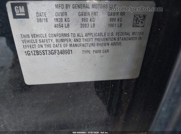 1G1ZB5ST3GF348901 2016 CHEVROLET MALIBU Black ძრავის განყოფილების ხედი