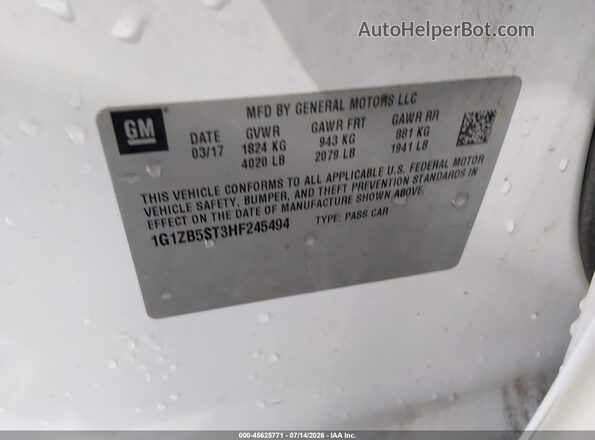 1G1ZB5ST3HF245494 2017 CHEVROLET MALIBU White Vista del compartimento del motor