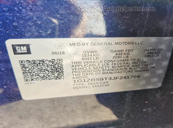 1G1ZB5ST3JF241709 2018 CHEVROLET MALIBU Blue Vista del compartimento del motor
