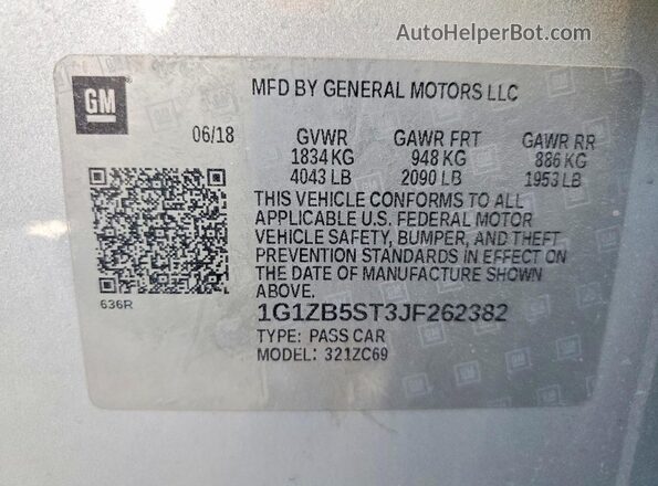 1G1ZB5ST3JF262382 2018 CHEVROLET MALIBU Silver Вид підкапотного простору