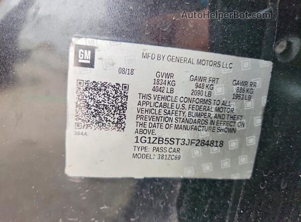 1G1ZB5ST3JF284818 2018 CHEVROLET MALIBU Black Вид наклейки з VIN-кодом