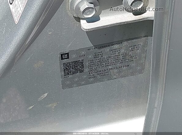 1G1ZB5ST3KF132104 2019 CHEVROLET MALIBU Silver Вид підкапотного простору