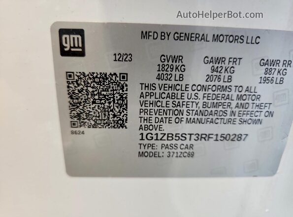 1G1ZB5ST3RF150287 2024 CHEVROLET MALIBU White Widok komory silnika