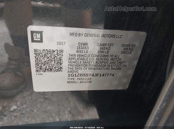 1G1ZB5ST4JF147774 2018 CHEVROLET MALIBU Gray Engine compartment view