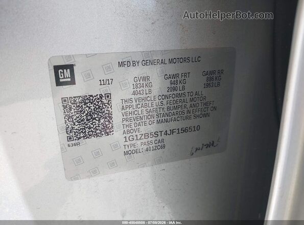 1G1ZB5ST4JF156510 2018 CHEVROLET MALIBU Black Вид підкапотного простору