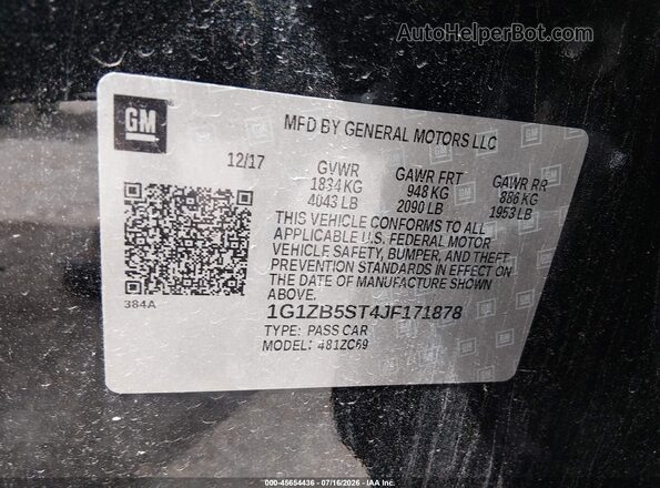 1G1ZB5ST4JF171878 2018 CHEVROLET MALIBU Черный Вид подкапотного пространства