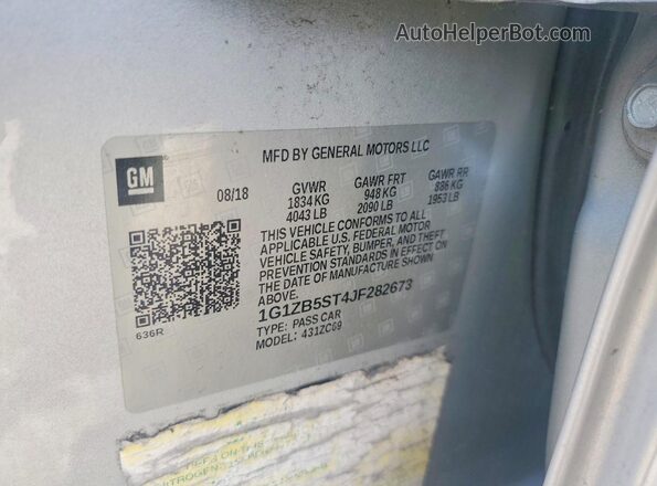 1G1ZB5ST4JF282673 2018 CHEVROLET MALIBU Silver Вид підкапотного простору