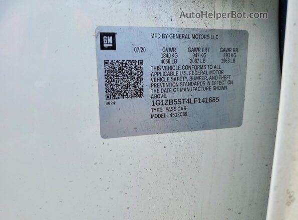 1G1ZB5ST4LF141685 2020 CHEVROLET MALIBU Белый Вид наклейки с VIN-кодом