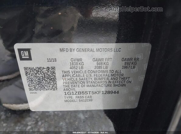 1G1ZB5ST5KF128944 2019 CHEVROLET MALIBU Black ძრავის განყოფილების ხედი