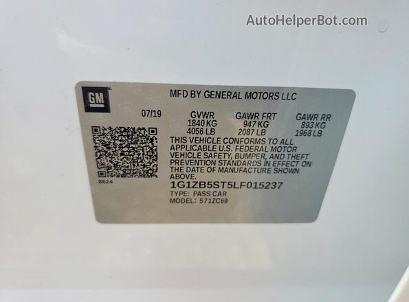 1G1ZB5ST5LF015237 2020 CHEVROLET MALIBU Белый Вид подкапотного пространства