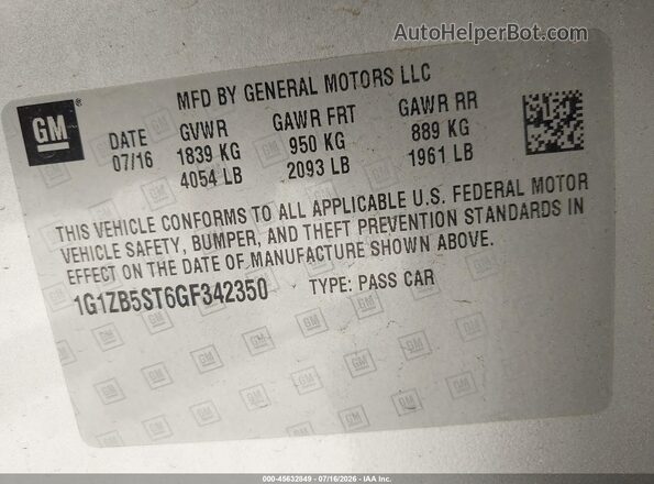1G1ZB5ST6GF342350 2016 CHEVROLET MALIBU Silver Widok komory silnika