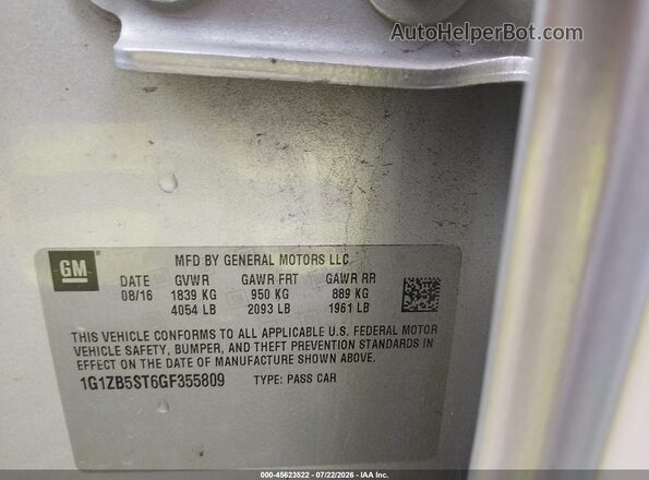 1G1ZB5ST6GF355809 2016 CHEVROLET MALIBU Silver Engine compartment view