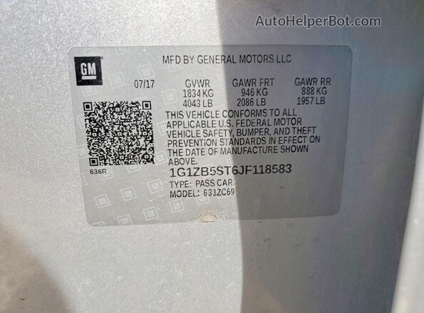 1G1ZB5ST6JF118583 2018 CHEVROLET MALIBU Silver Вид підкапотного простору