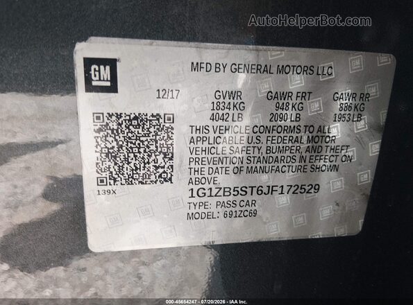 1G1ZB5ST6JF172529 2018 CHEVROLET MALIBU Gray Vista del compartimento del motor