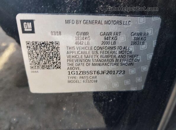 1G1ZB5ST6JF201723 2018 CHEVROLET MALIBU Black ძრავის განყოფილების ხედი