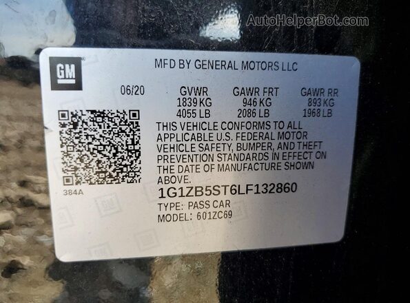 1G1ZB5ST6LF132860 2020 CHEVROLET MALIBU Black Вид підкапотного простору