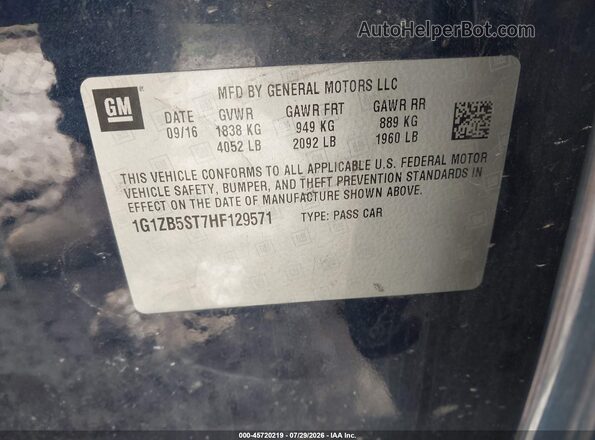 1G1ZB5ST7HF129571 2017 CHEVROLET MALIBU Blue ძრავის განყოფილების ხედი