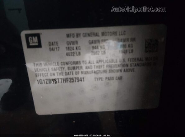 1G1ZB5ST7HF257941 2017 CHEVROLET MALIBU Dark Blue Vista del compartimento del motor